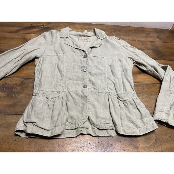 Johnny Was Blazer Jacket Sage Green Linen Size Medium - Picture 2 of 13